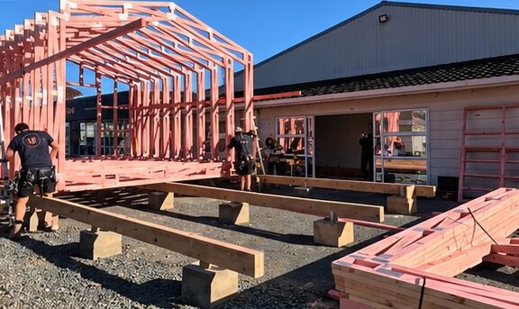 Timber bearers set out on site footings